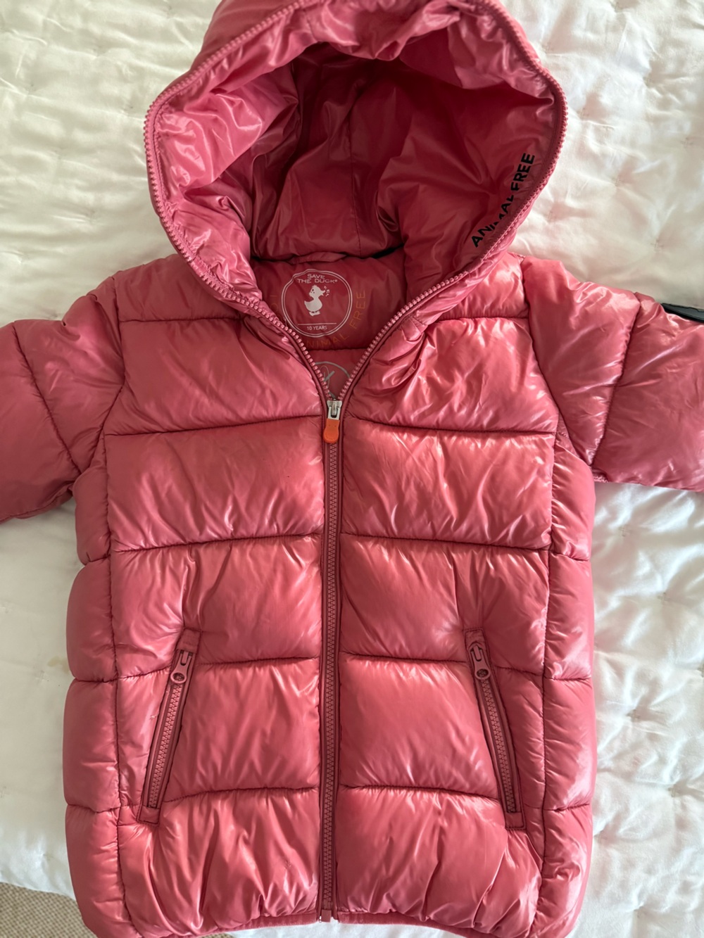 Kids Save the Duck Pink Puffer Jacket with Hood